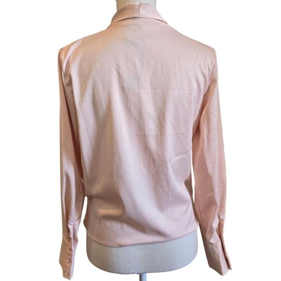 NWT Drape Plunging Satin Blush Bouse Sz Small - Picture 3 of 6